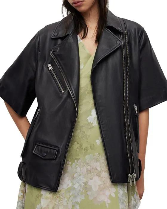 Ripley Short Sleeve Leather Biker Jacket