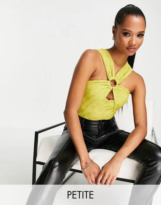 River island Petite bodysuit with halter neck detail in bright green