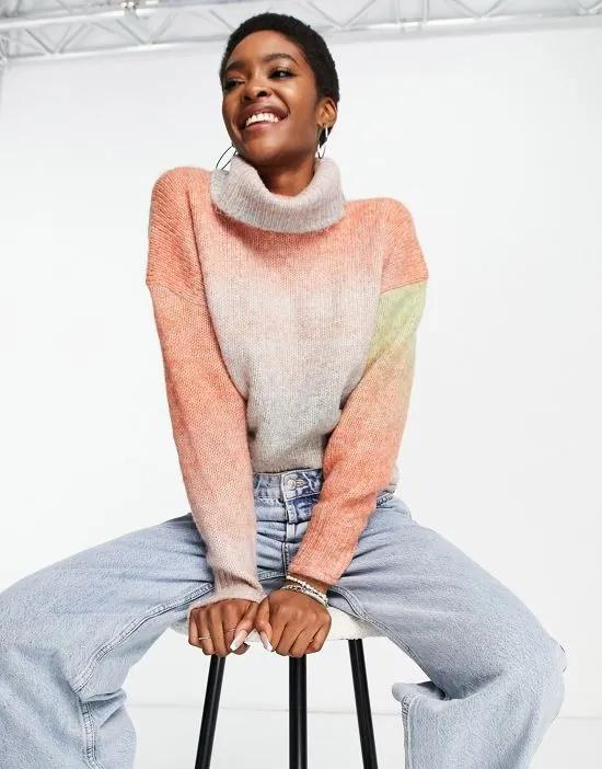 roll neck sweater in pastel ombre