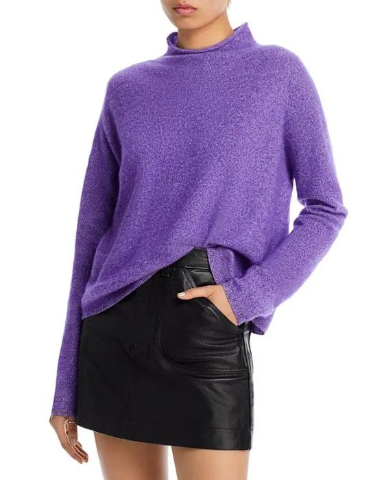 Rolled Edge Mock Neck Brushed Cashmere Sweater - 100% Exclusive
