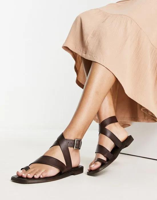 romeo leather wrap sandal in chocolate
