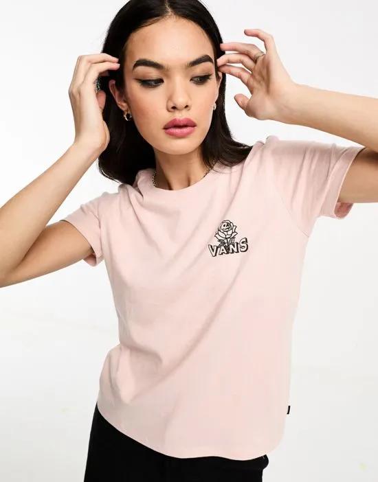 rose back print T-shirt in light pink