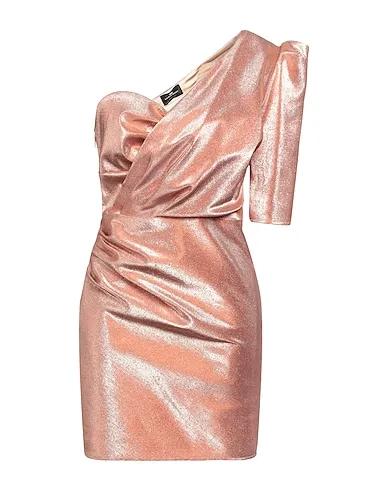 Rose gold Plain weave One-shoulder dress