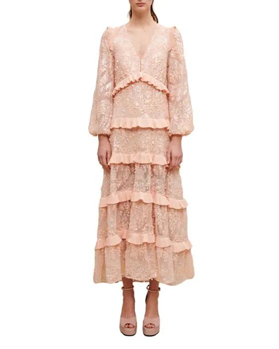 Rosean Ruffled Sequin Maxi Dress