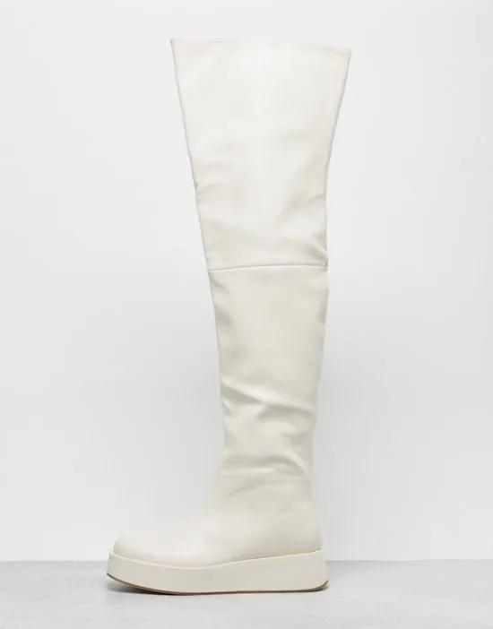 Rosie flat over the knee boots in cream
