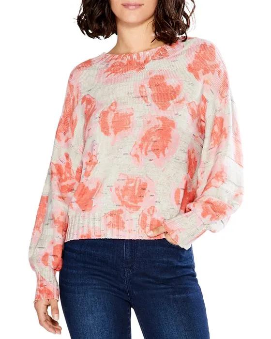 Rosy Sunset Floral Print Sweater