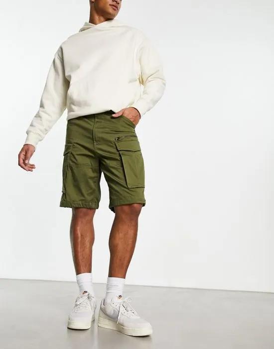Rovic zip detail relaxed fit shorts in olive