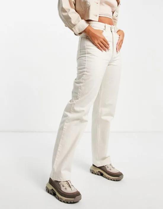 Rowe cotton high waist straight leg jeans in tinted ecru - BEIGE
