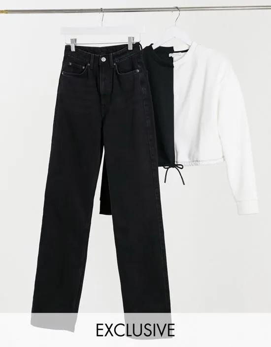 Rowe cotton slim straight leg jeans in echo black - BLACK