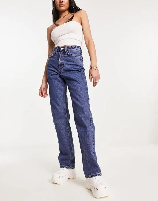 Rowe extra high rise straight leg jeans in nobel blue
