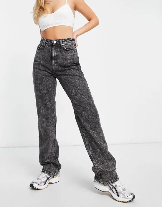 Rowe Extra high waist straight fit jeans in black stonewash