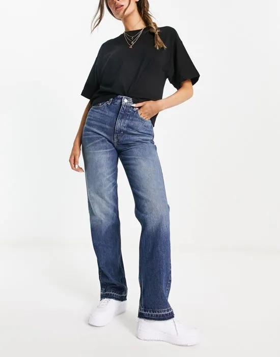 Rowe Extra high waist straight leg jeans in vintage blue
