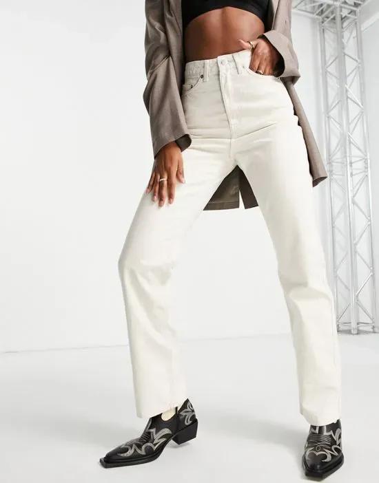Rowe high waist cotton blend straight leg jeans in ecru - CREAM