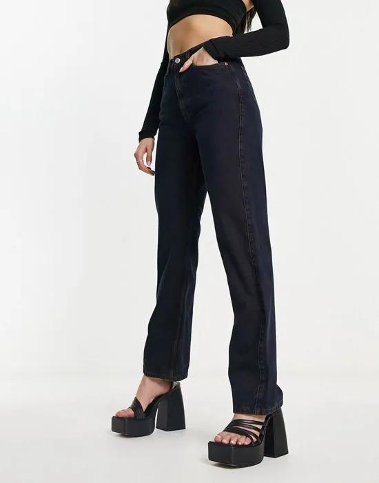 Rowe high waisted straight leg jeans in teal blue wash