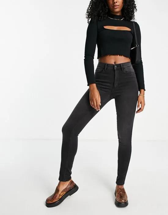 Royal high waisted skinny jeans in washed black