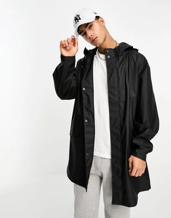 rubberized rain jacket in black