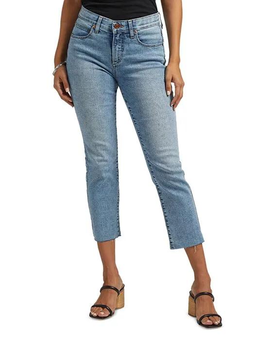 Ruby Mid Rise Cropped Straight Leg Jeans in Nomadic Blue