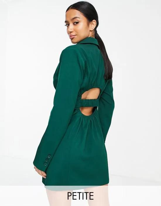 ruched back blazer dress in green