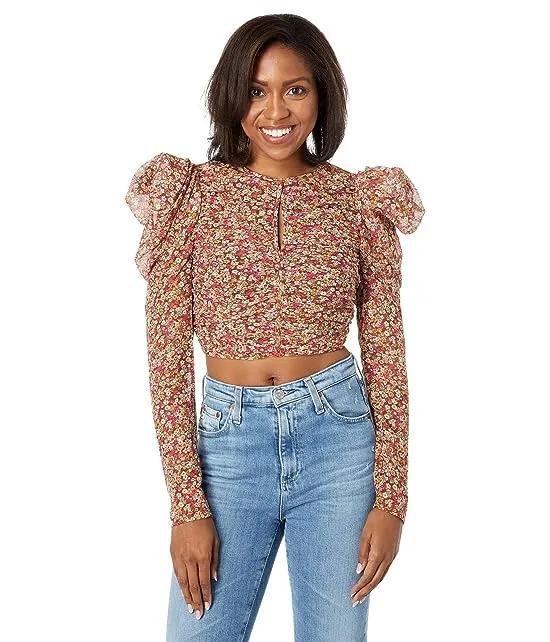 Ruched Ditsy Floral Top