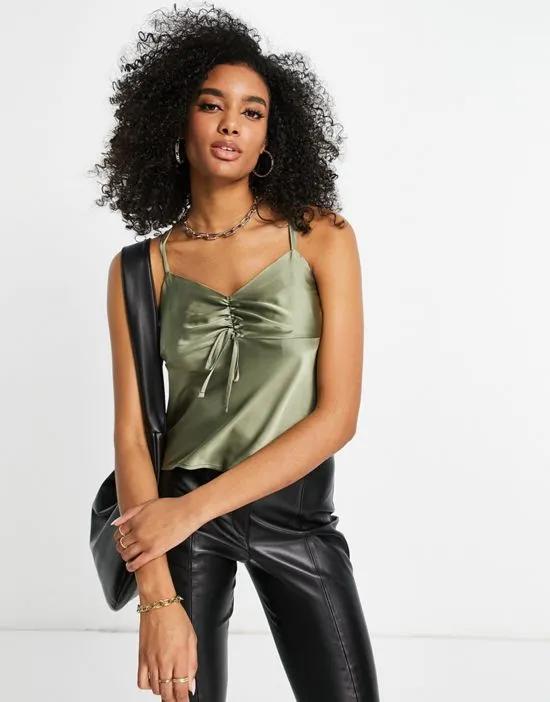 ruched front cami in khaki