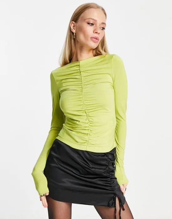 ruched front top in lime