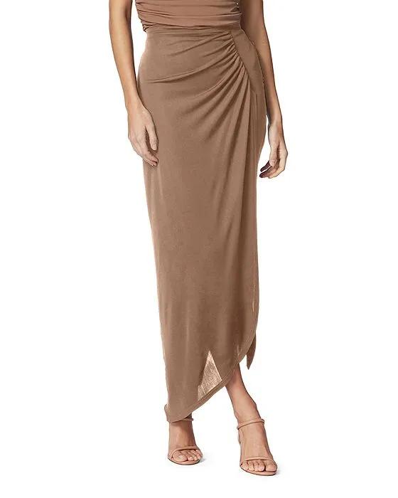 Ruched Jersey Midi Skirt