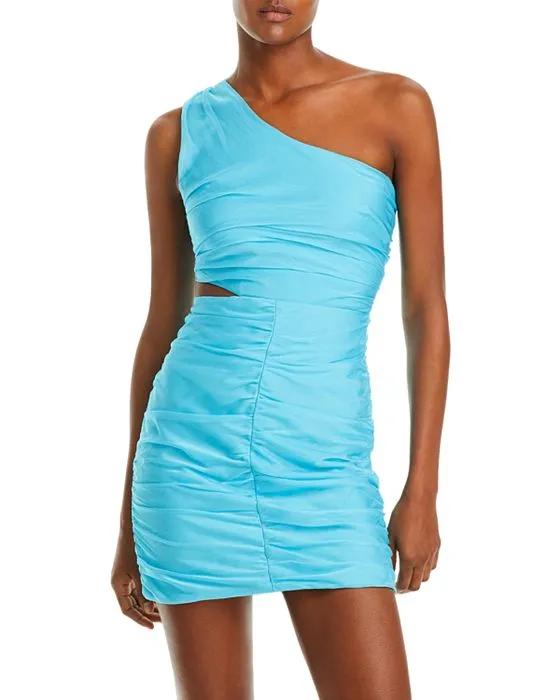 Ruched One-Shoulder Mini Dress - 100% Exclusive