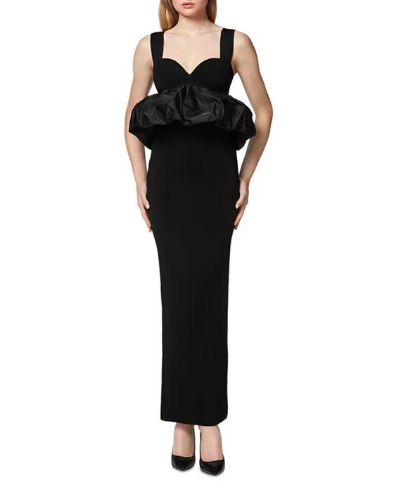 Ruched Peplum Gown