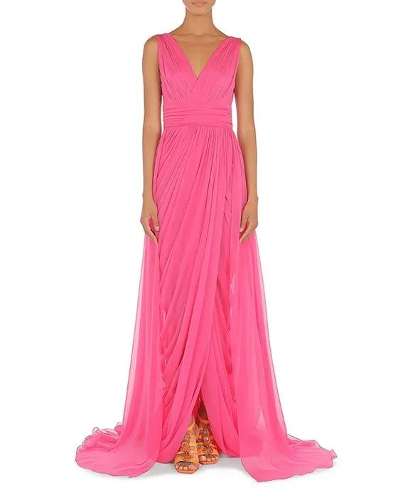 Ruched Silk Gown