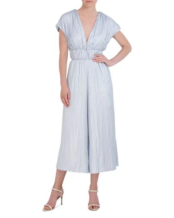 Ruched Wide Leg Cropped Jumpsuit