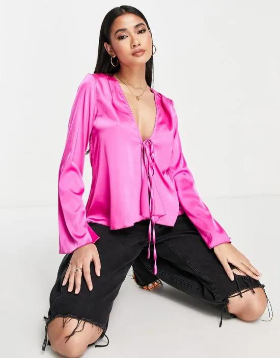 ruffle blouse in fuchsia pink - part of a set