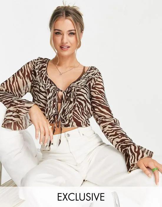 ruffle blouse in zebra print