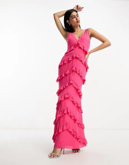 ruffle maxi dress in pink