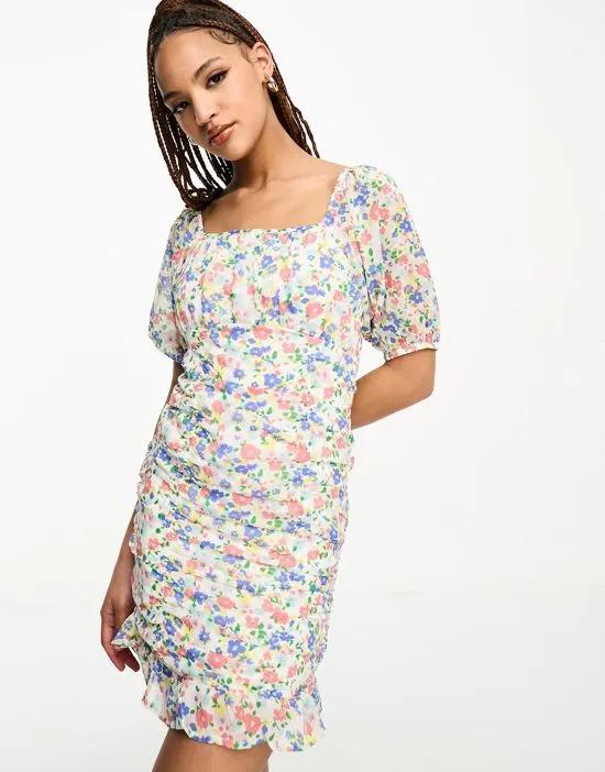 ruffle mini floral dress