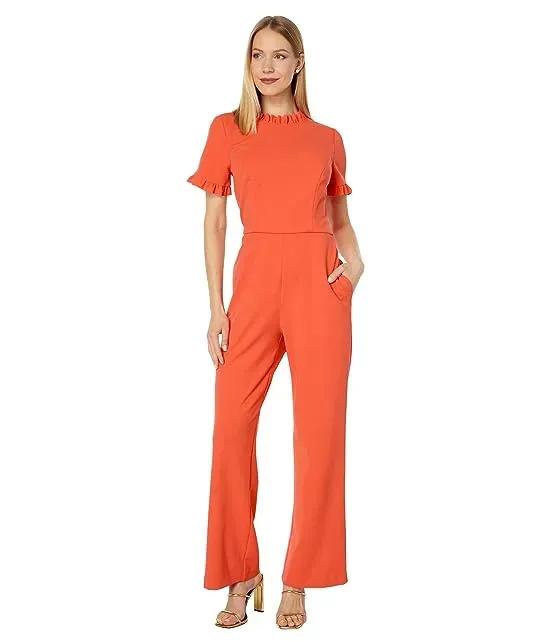 Ruffle Neck and Sleeve Jumpsuit