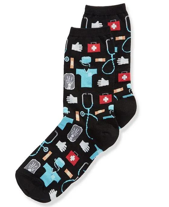 Women's Medical-Professionals Theme Crew Socks
