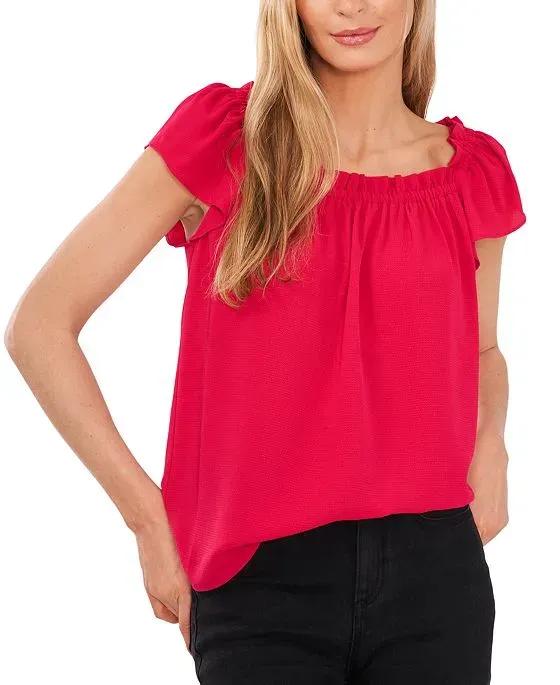 Ruffled Square-Neck Top