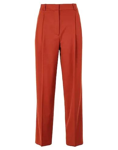 Rust Cotton twill Casual pants PLEATED HIGH-WAIST PANTS
