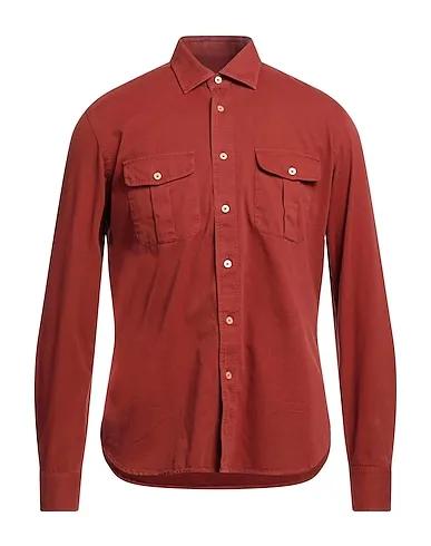 Rust Cotton twill Solid color shirt