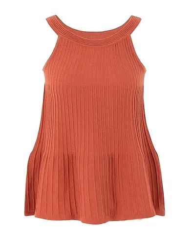 Rust Knitted Top RIB COTTON BLEND KNIT SLEEVELESS TOP

