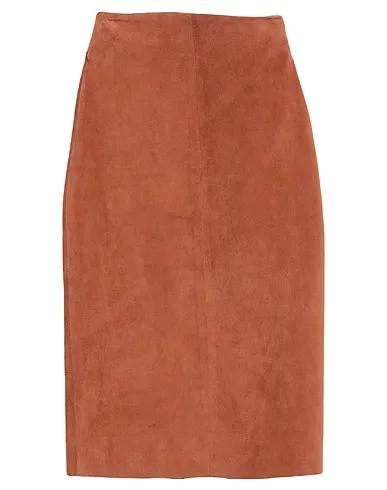 Rust Leather Midi skirt