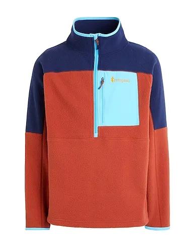 Rust Pile Sweatshirt Abrazo Half-Zip Fleece Jacket 
