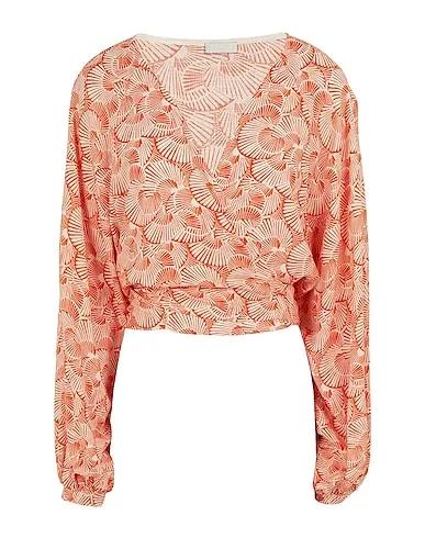 Rust Plain weave Blouse PRINTED VISCOSE FRONT KNOT CROP TOP
