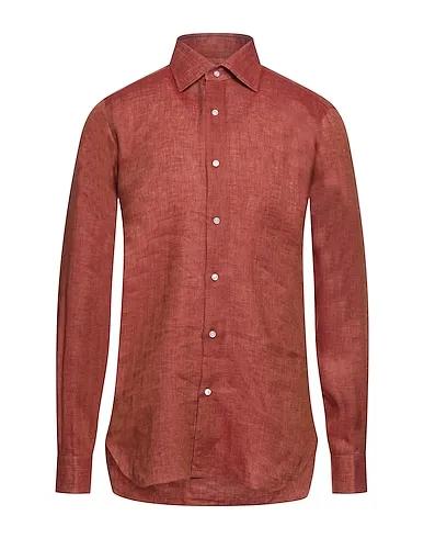 Rust Plain weave Linen shirt