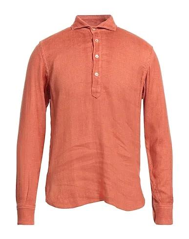 Rust Plain weave Linen shirt