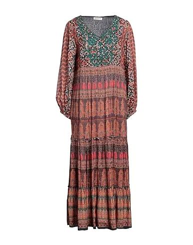 Rust Plain weave Long dress