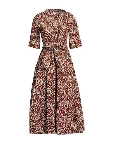 Rust Plain weave Midi dress