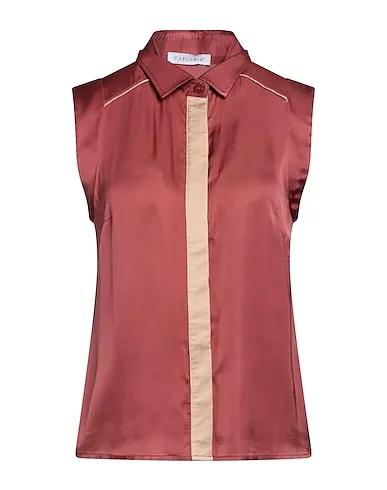 Rust Plain weave Patterned shirts & blouses