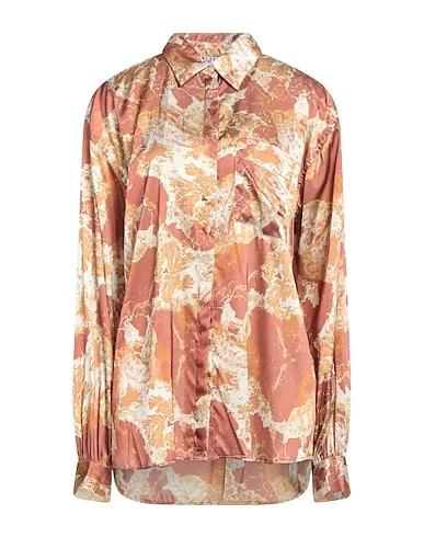 Rust Satin Patterned shirts & blouses