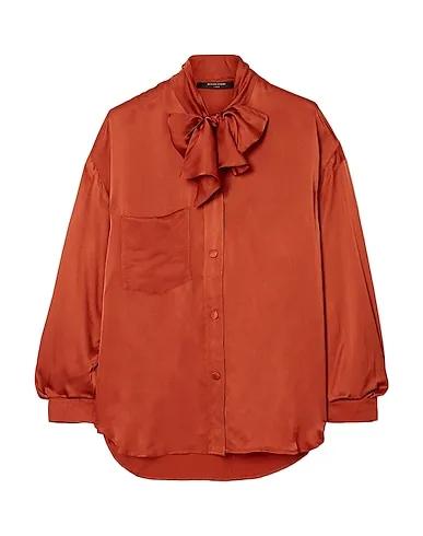 Rust Satin Shirts & blouses with bow